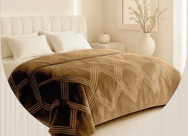 שמיכת קטיפה איכותית יחיד 160/220 צבע בז'