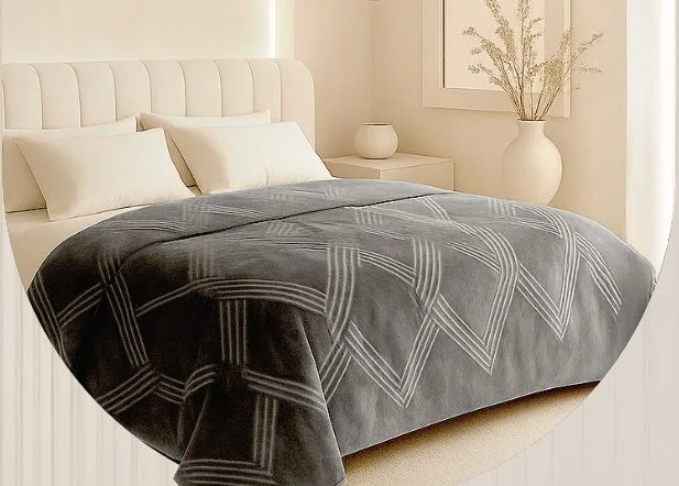 שמיכת קטיפה איכותית יחיד 160/220 צבע אפור