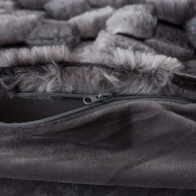 סט מצעי קטיפה למיטה וחצי 120/200 דגם קורל אפור