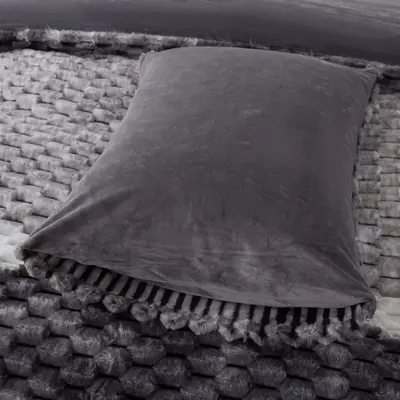 סט מצעי קטיפה זוגי 160/200 דגם קורל אפור