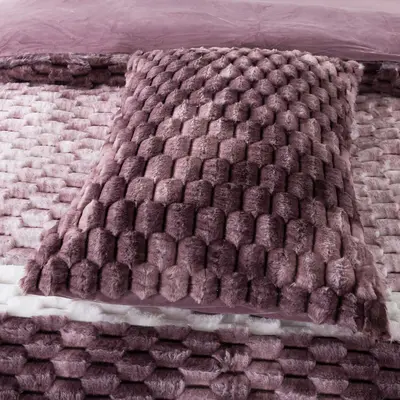 סט מצעי קטיפה יחיד רחב 100/200 דגם קורל סגול