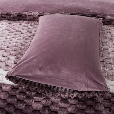 סט מצעי קטיפה יחיד רחב 100/200 דגם קורל סגול