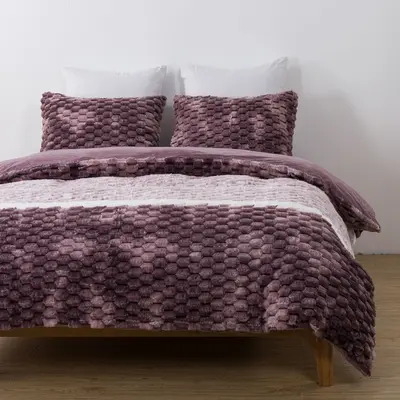 סט מצעים למיטה וחצי קטיפה 120/200 דגם קורל סגול