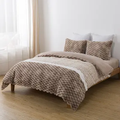 סט מצעי קטיפה יחיד 90/200 קורל מוקה