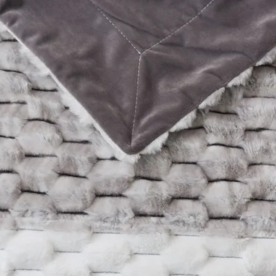 שמיכת קטיפה לעגלת תינוק דגם קורל אפור 70/90 ס"מ