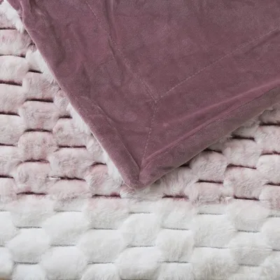 שמיכת קטיפה לעגלת תינוק דגם קורל סגול 70/90 ס"מ