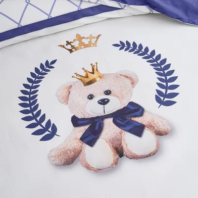 סט מצעים יחיד 90/200 100% כותנה סאטן רויאל טדי כחול