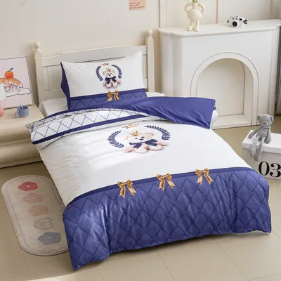 סט מצעים נוער 80/200 100% כותנה סאטן רויאל טדי כחול