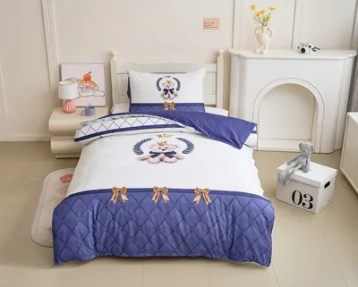 סט מצעים נוער 80/200 100% כותנה סאטן רויאל טדי כחול