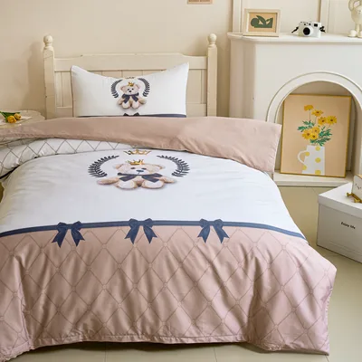 סט מצעים יחיד 90/200 100% כותנה סאטן רויאל טדי בז'