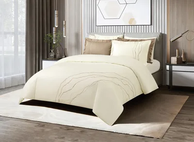 סט מצעים זוגי רחב 180/200 דגם יוניק קרם