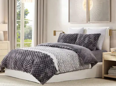 סט מצעי קטיפה יחיד רחב 100/200 דגם קורל אפור