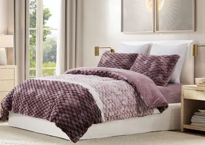 סט מצעים למיטה וחצי קטיפה 120/200 דגם קורל סגול