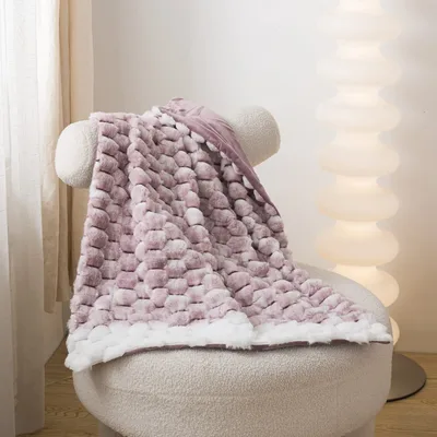 שמיכת קטיפה לעגלת תינוק דגם קורל סגול 70/90 ס"מ