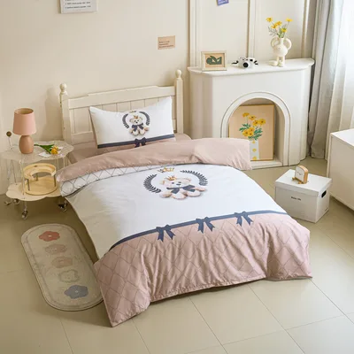 סט מצעים נוער 80/200 100% כותנה סאטן רויאל טדי בז'