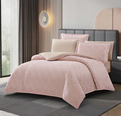 2 סט מצעים יחיד 90/200 100% כותנה סאטן בשילוב שאנל דגם טוליפ ורוד