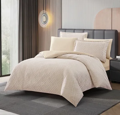 2 סט מצעים יחיד 90/200 100% כותנה סאטן בשילוב שאנל דגם טוליפ מוקה